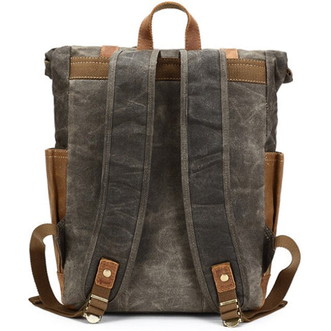 Vintage Waterproof Canvas Roll-Top Backpack