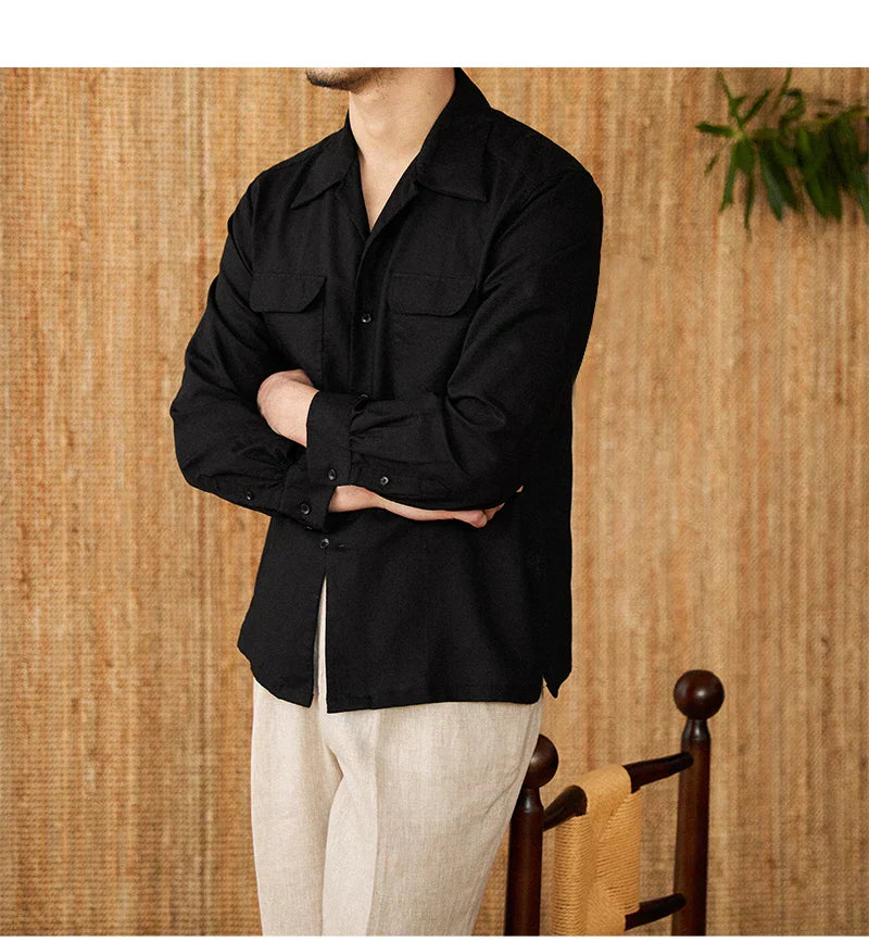Relaxed Fit Linen Shirt with Chest Pockets