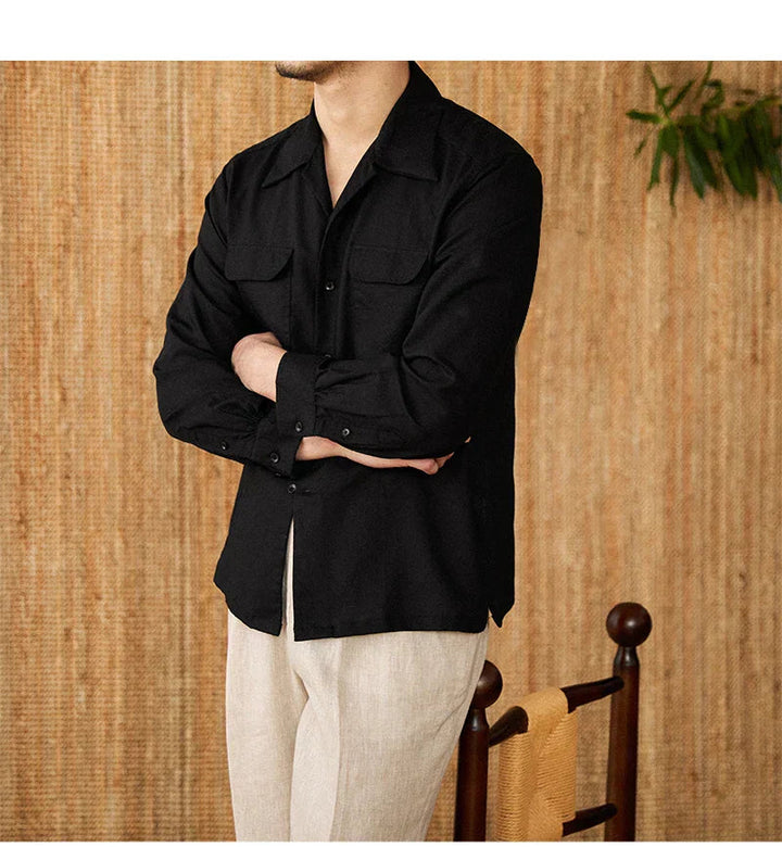 Relaxed Fit Linen Shirt with Chest Pockets