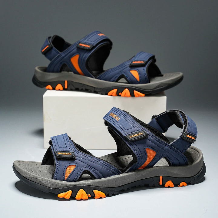 Men's Outdoor Hiking Sports Sandals Non-Slip Adjustable Blue Gray
