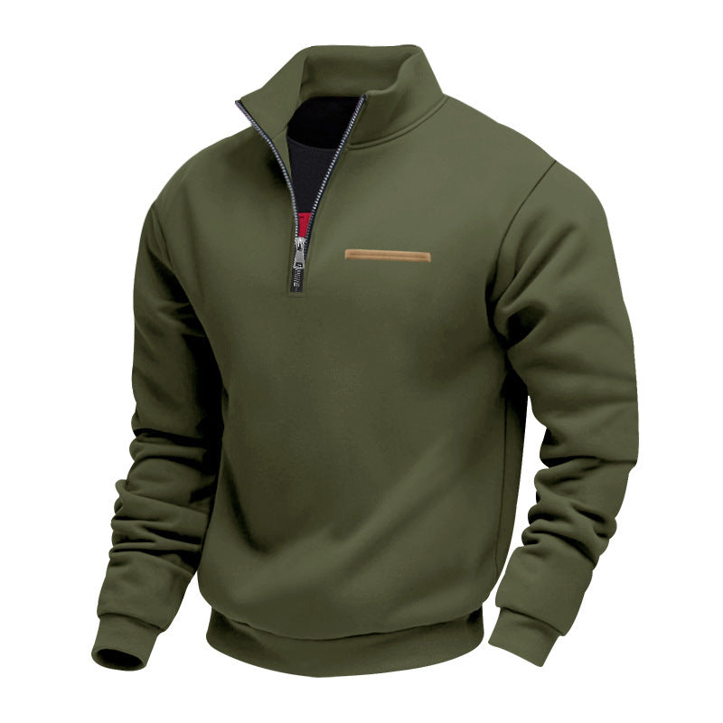 Men's Polyester Half Zip Long Sleeve Top