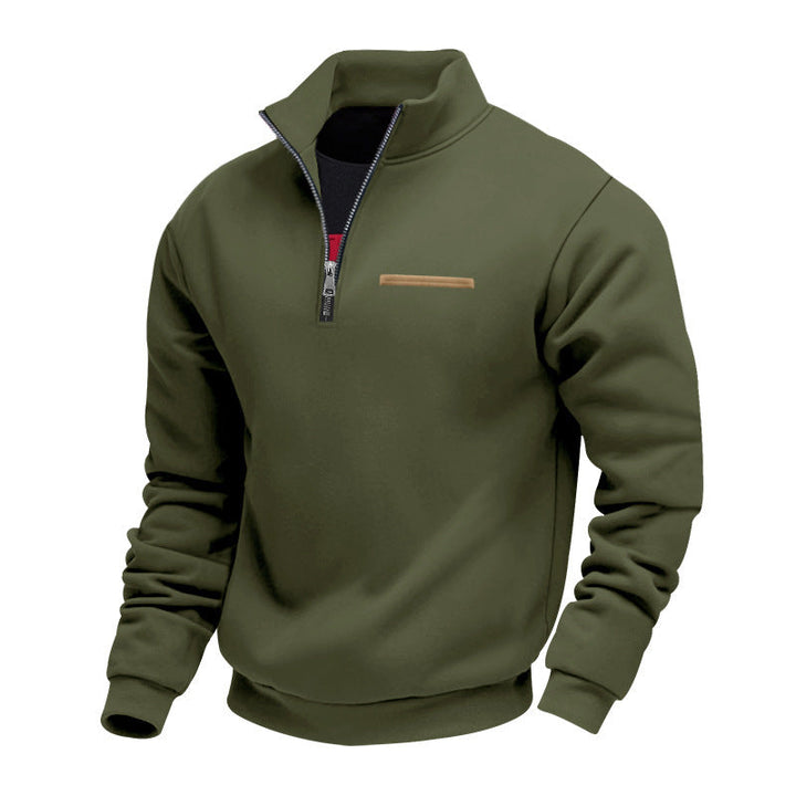 Men's Polyester Half Zip Long Sleeve Top