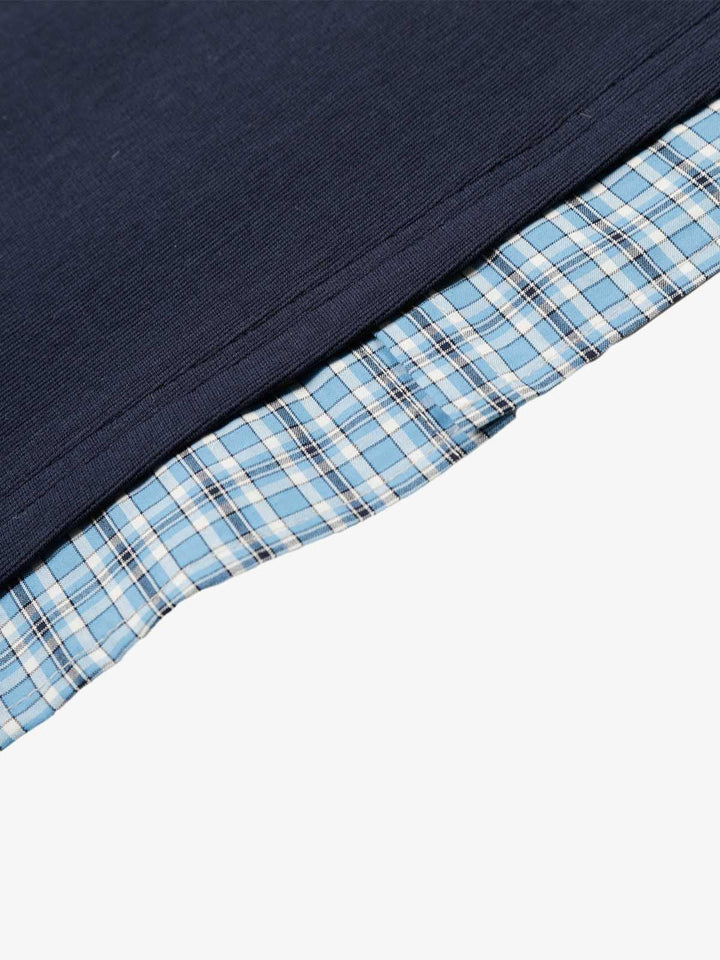 Pique Cotton Polo Shirt With Plaid Contrast Collar