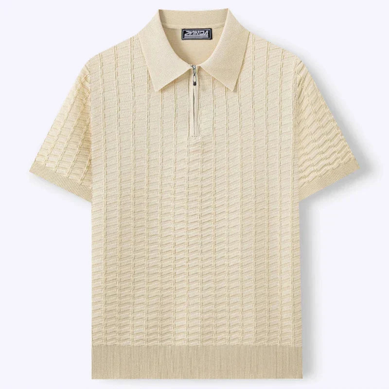 Men's Viscose Knit Zip-Neck Polo Shirt