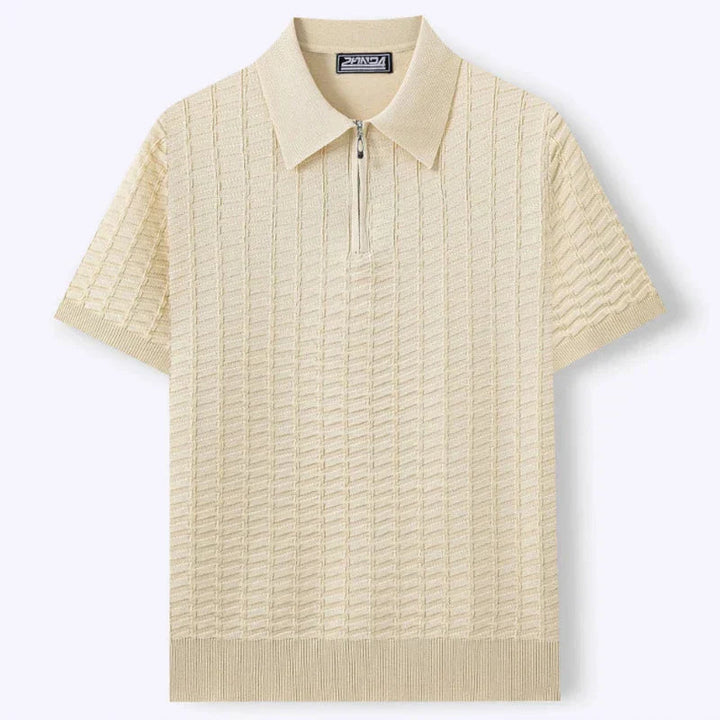 Men's Viscose Knit Zip-Neck Polo Shirt