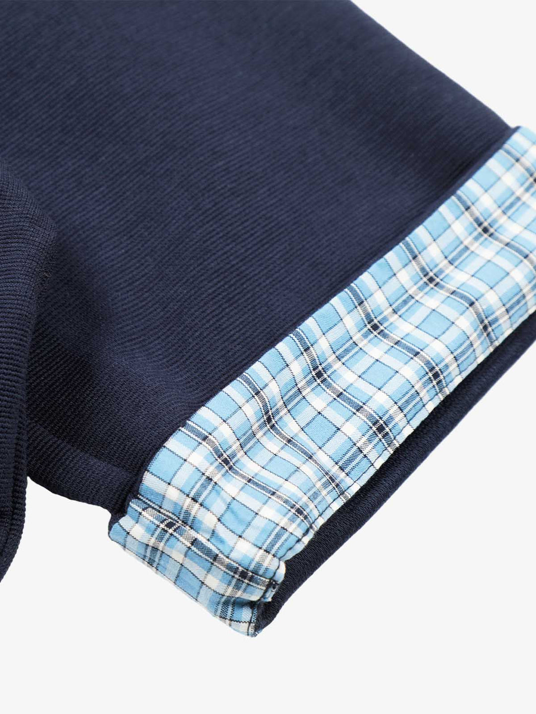 Pique Cotton Polo Shirt With Plaid Contrast Collar