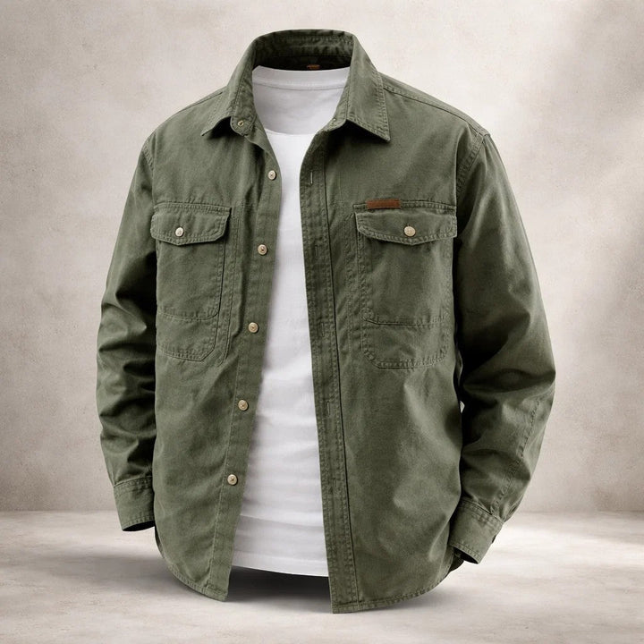 Men's Cotton Overshirt Long Sleeve Utility Style