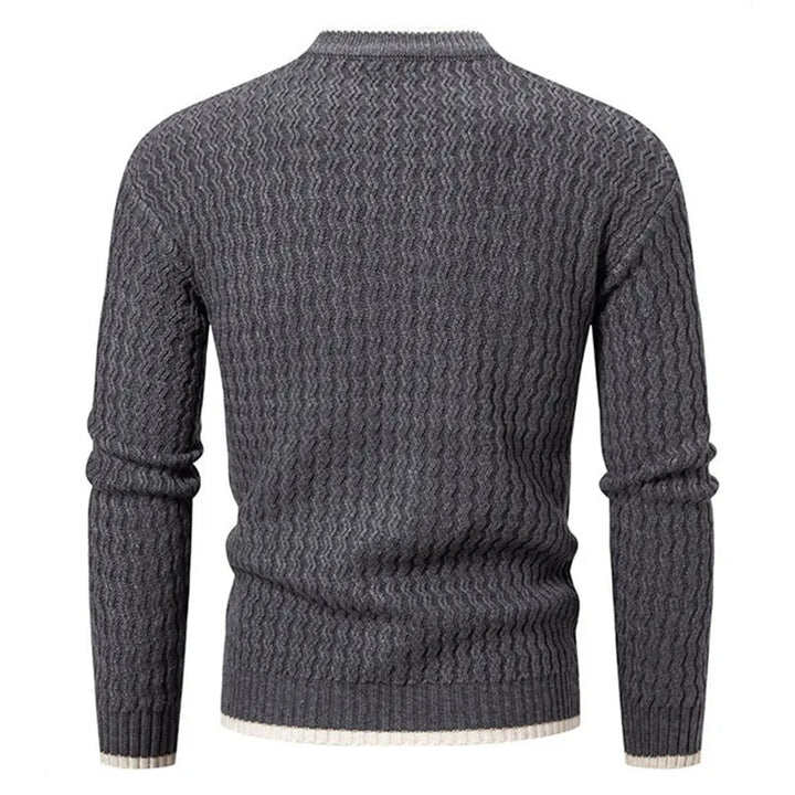 Textured Knit O-Neck Sweater