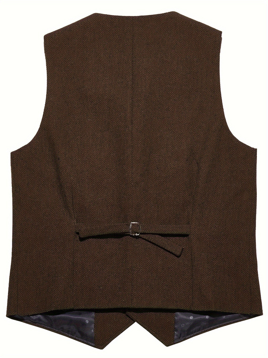 Full-length view of a men's herringbone waistcoat for formalwear