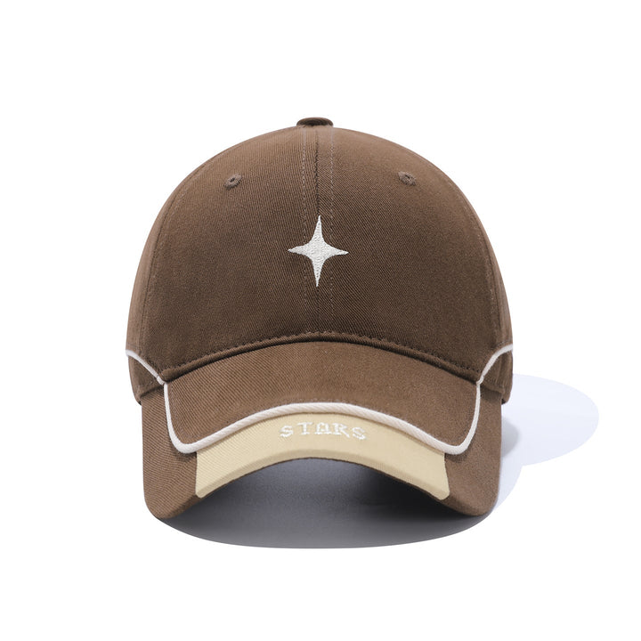 Front view of men's baseball cap with embroidered star detail