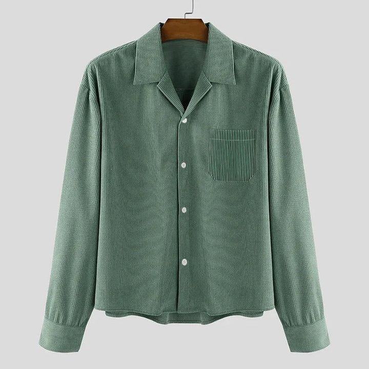 Men's Corduroy Cropped Shirt Loose Fit