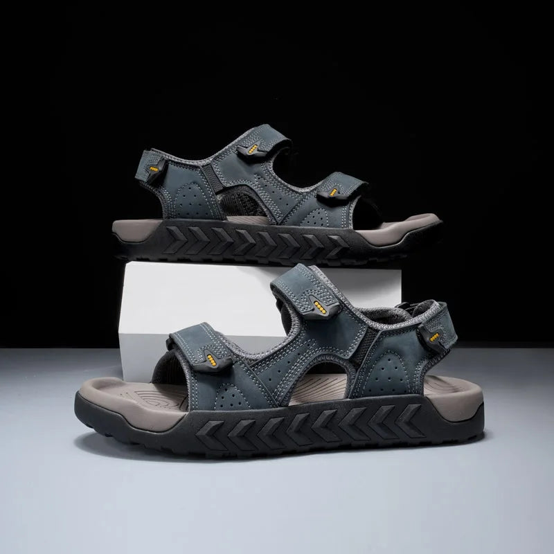 Men's Genuine Leather Outdoor Sandals Breathable Non Slip Sole