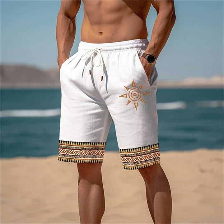 Printed Beach Shorts Sun Motif