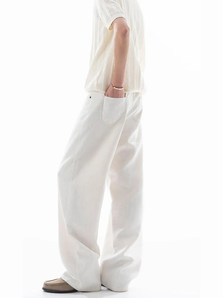 Men's Linen Double Folded A-Line Straight Leg Trousers
