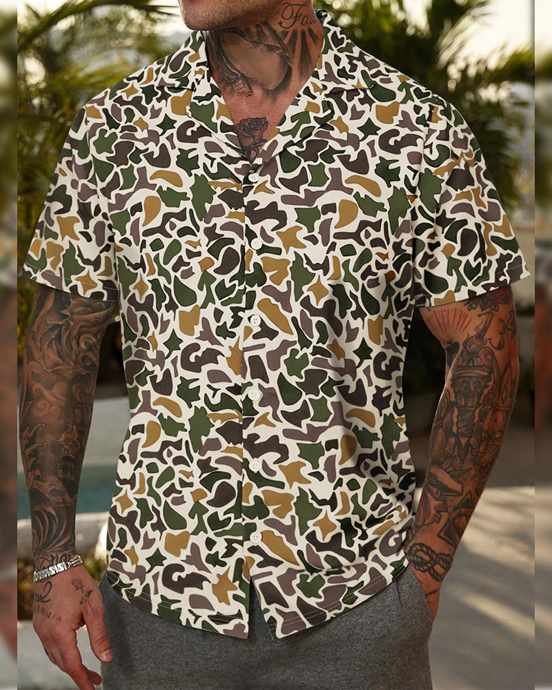 Men's Short Sleeve Camouflage Shirt Casual Fit
