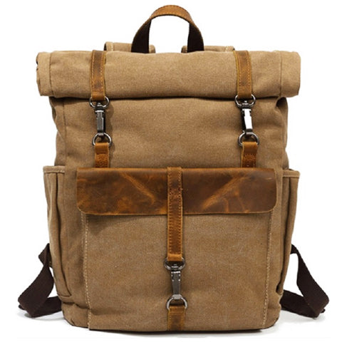 Vintage Canvas Roll-Top Backpack Men's