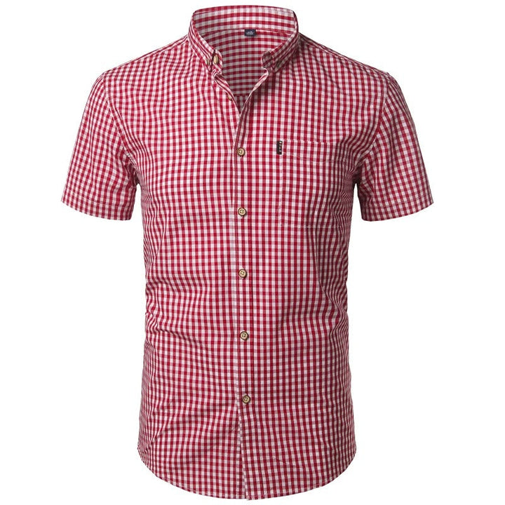 Short Sleeve Checkered Shirt Lightweight Breathable