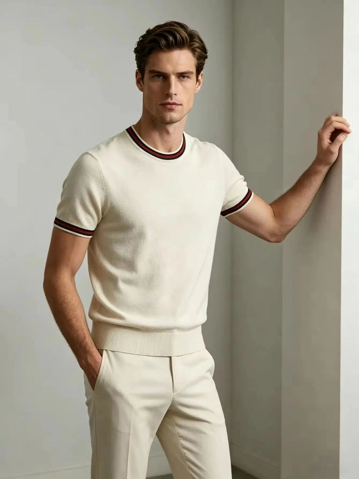 Men's Lightweight Knit Short-Sleeve Shirt White Tailored Fit