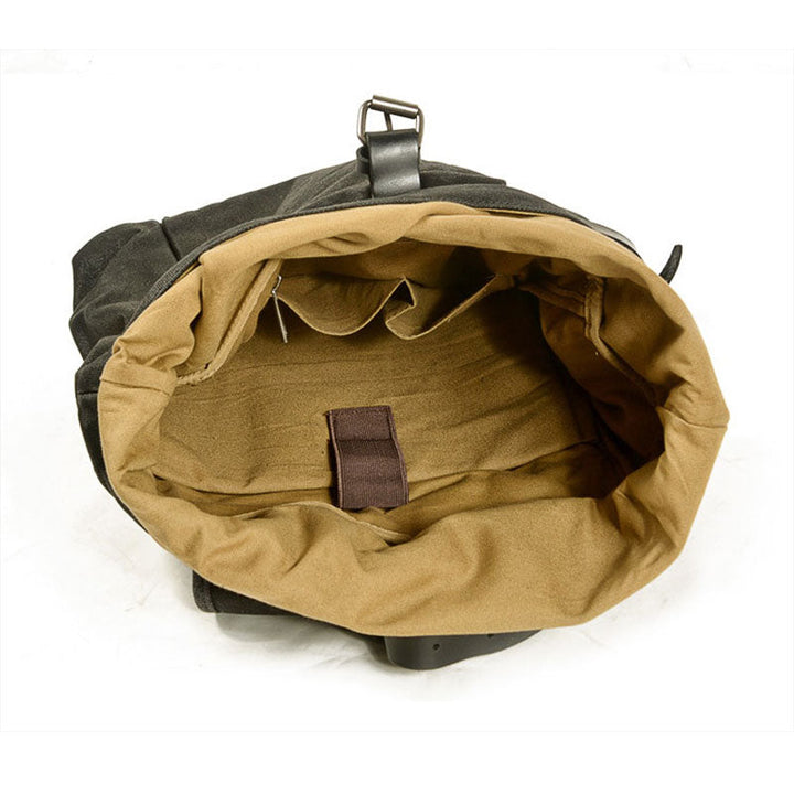 Canvas Roll-Top Vintage Motorcycle Backpack Mens