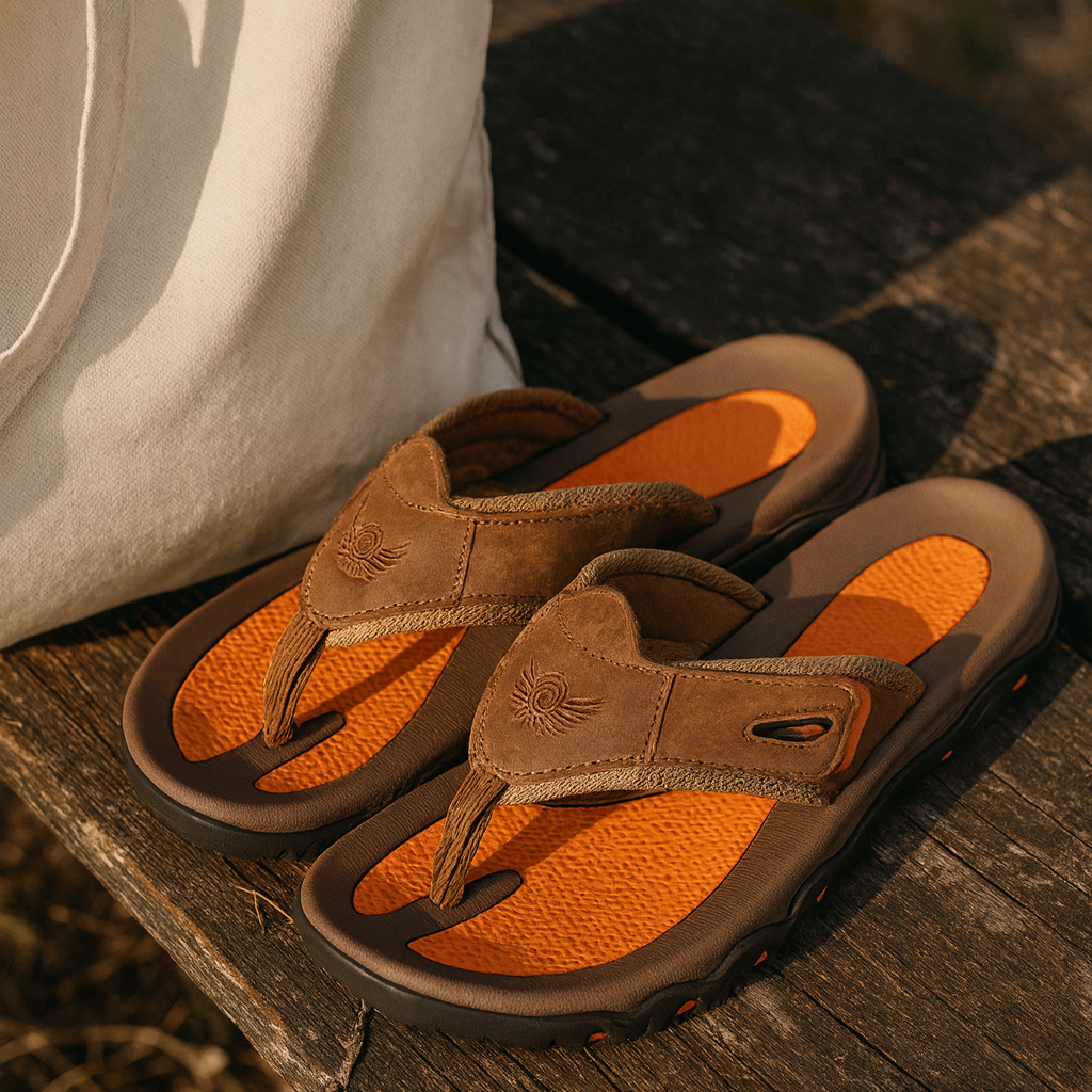 Men's Leather Ergonomic Sandals Brown