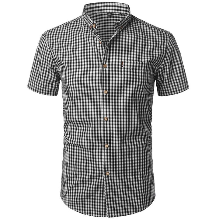 Short Sleeve Checkered Shirt Lightweight Breathable