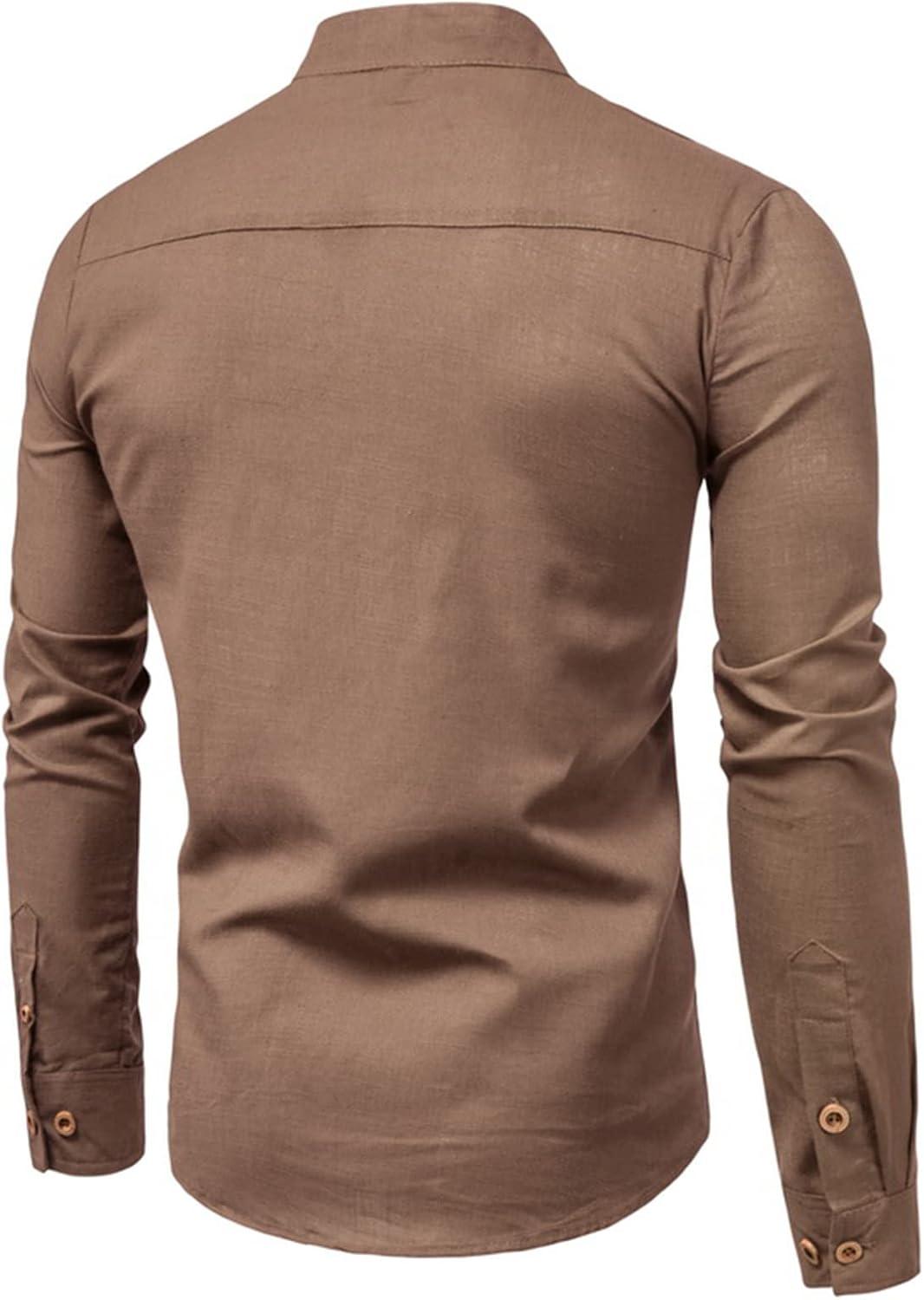 Men's Linen Shirt Stand-Up Collar Breathable Fabric