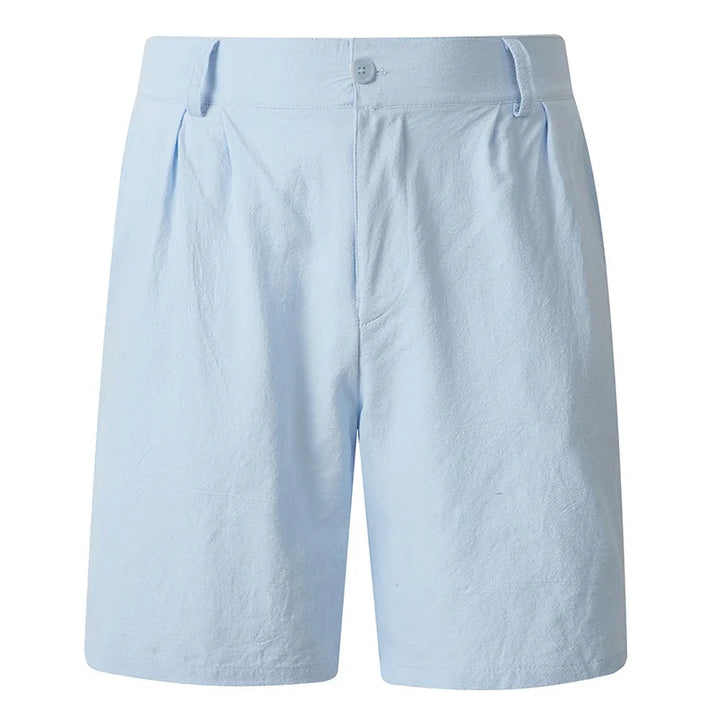 Men Linen Blend Straight Fit Casual Shorts