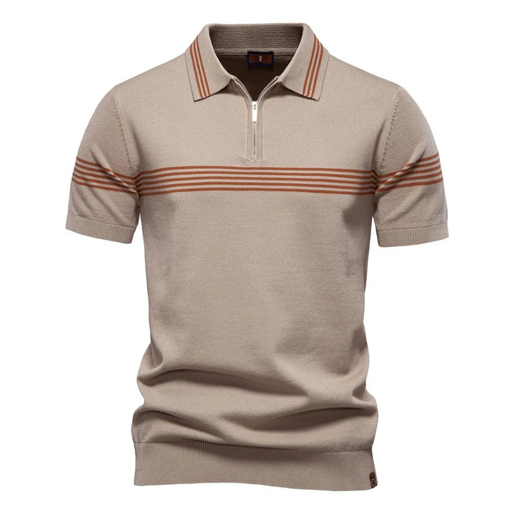 Men's Vintage Striped Knit Polo Shirt