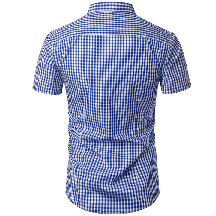 Short Sleeve Checkered Shirt Lightweight Breathable