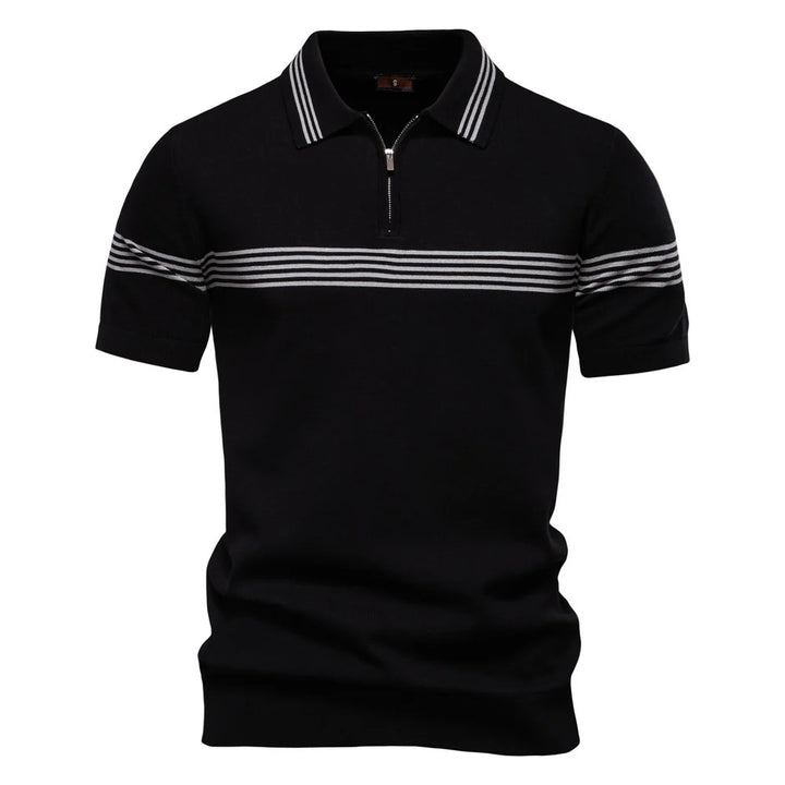 Men's Vintage Striped Knit Polo Shirt