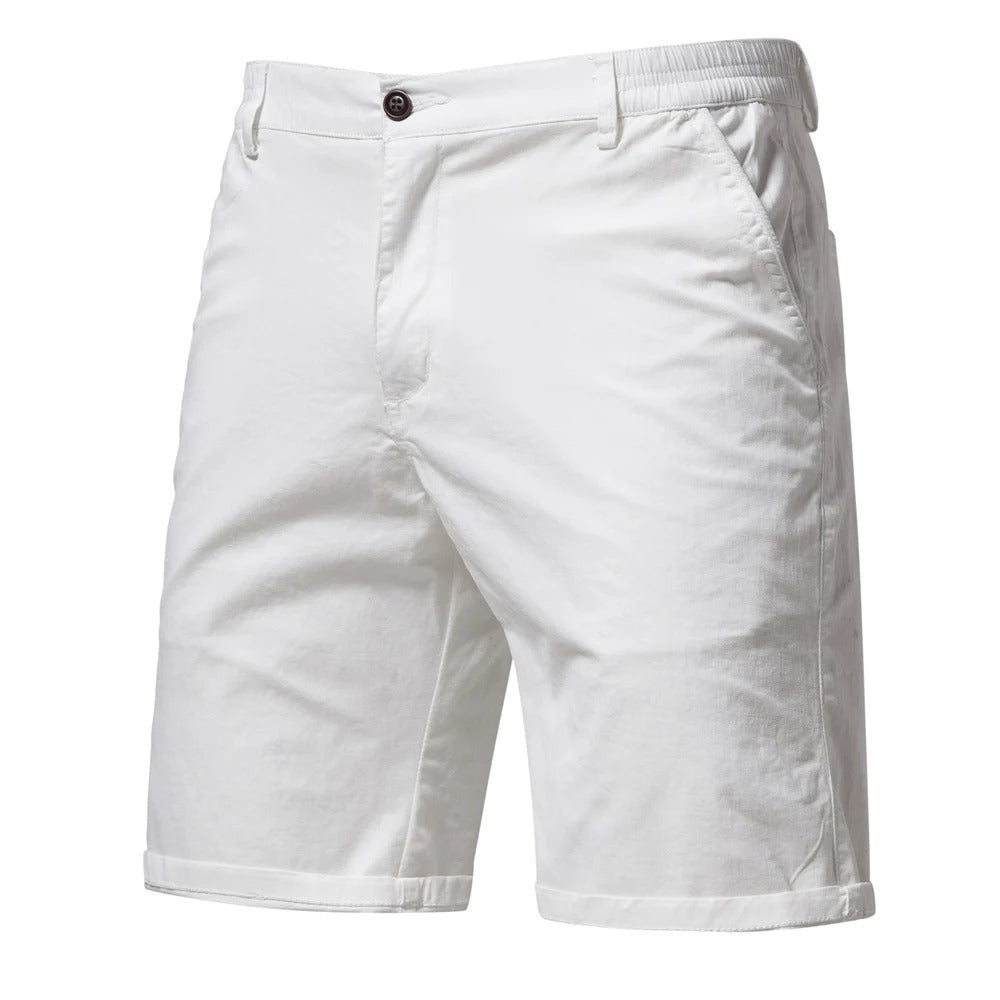 Cotton Blend Stretch Waistband Casual Shorts
