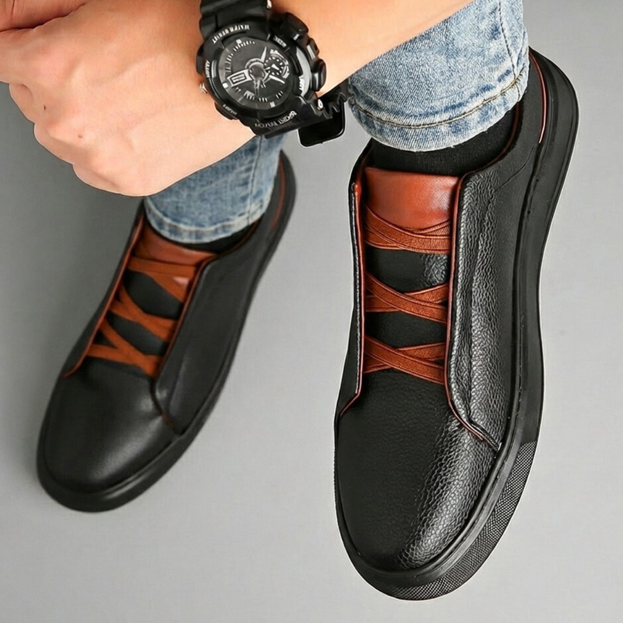Men's Leather Lace-Up Sneakers