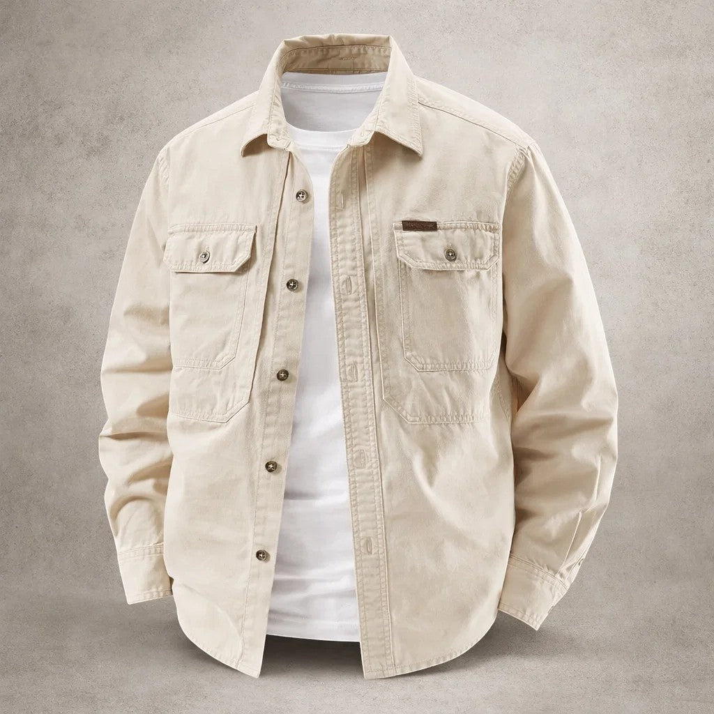Men's Cotton Overshirt Long Sleeve Utility Style