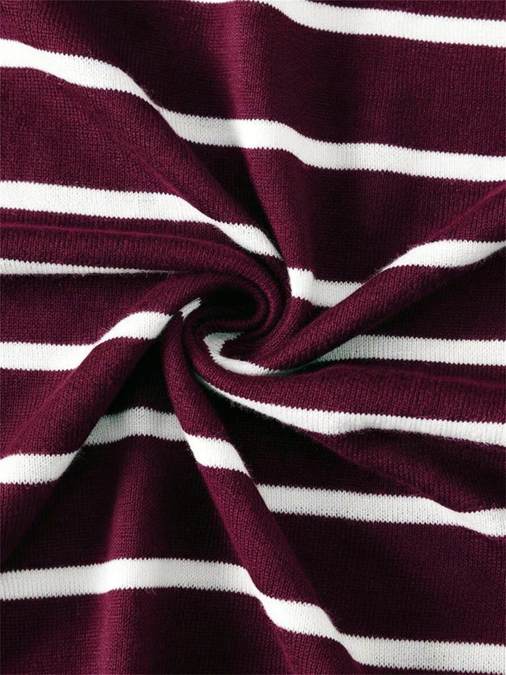 Men's Striped Knit Crew Neck T-Shirt Claret