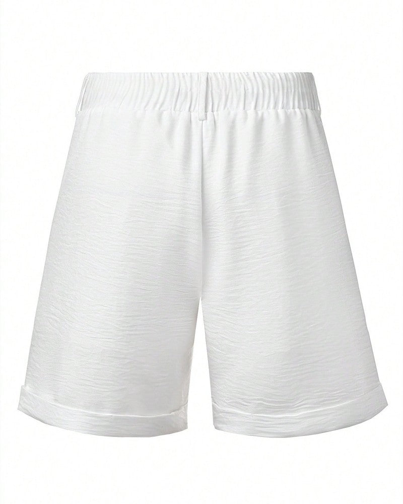Close-up of men's linen regular fit shorts fabric and waistband