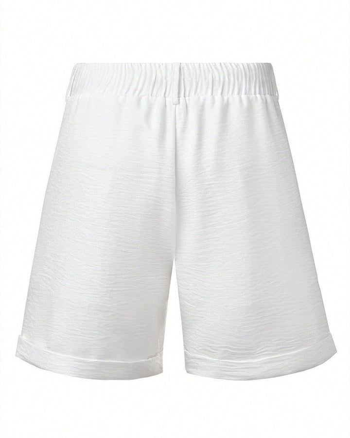 Close-up of men's linen regular fit shorts fabric and waistband