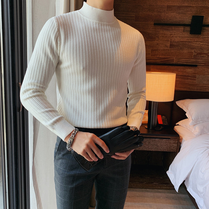 Men's Textured Collared Pullover Jumper