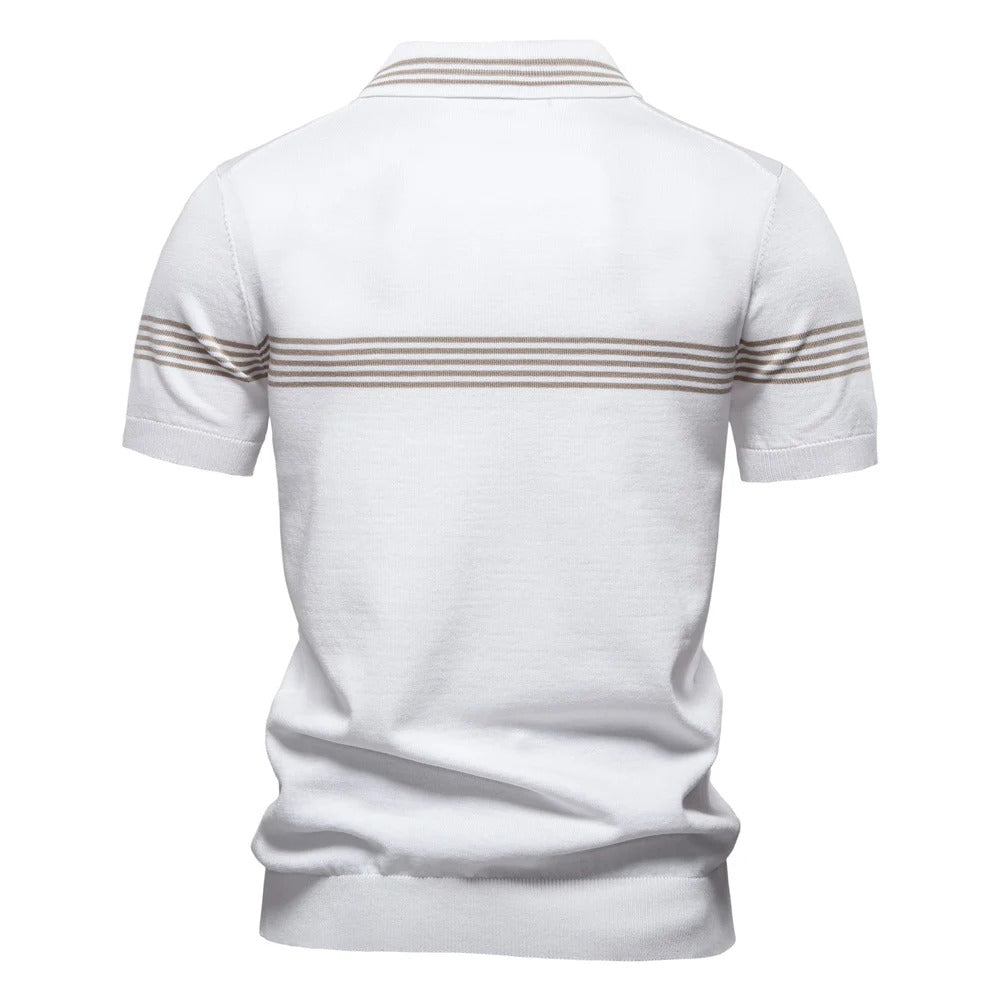 Men's Vintage Striped Knit Polo Shirt