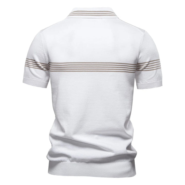 Men's Vintage Striped Knit Polo Shirt