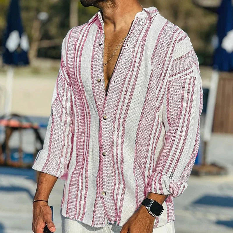 Men’s Vintage Striped Button-Up Shirt
