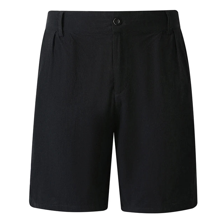Men Linen Blend Straight Fit Casual Shorts