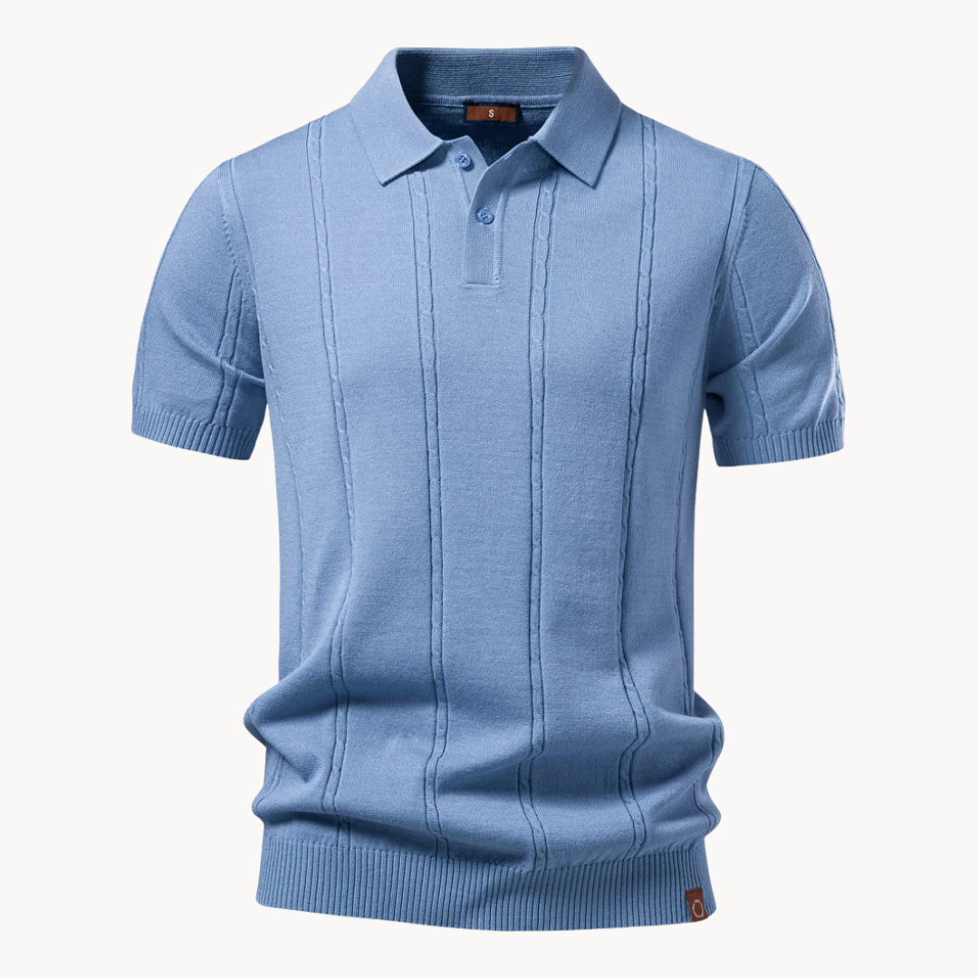 Men's Ribbed Knit Viscose Blend Polo Shirt