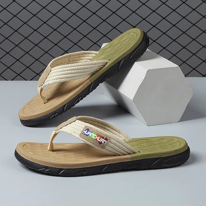 Men's Braided Strap Flip Flops Non-Slip EVA Sole Sandals