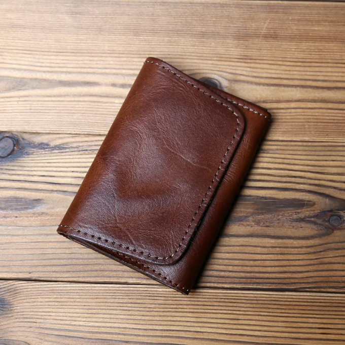 Men's Full-Grain Leather Tri-Fold Wallet