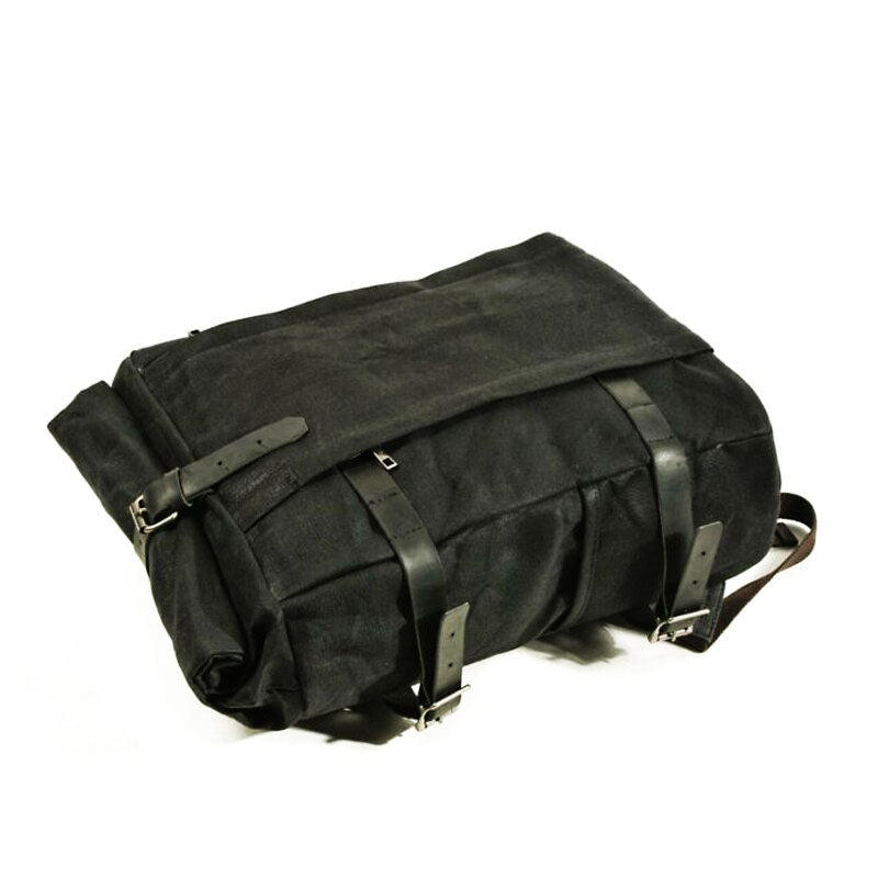 Canvas Roll-Top Vintage Motorcycle Backpack Mens