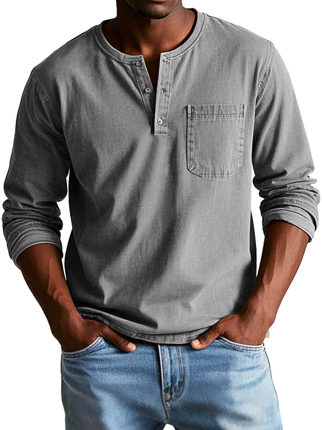 Men's Casual Henley Long-Sleeve Shirt