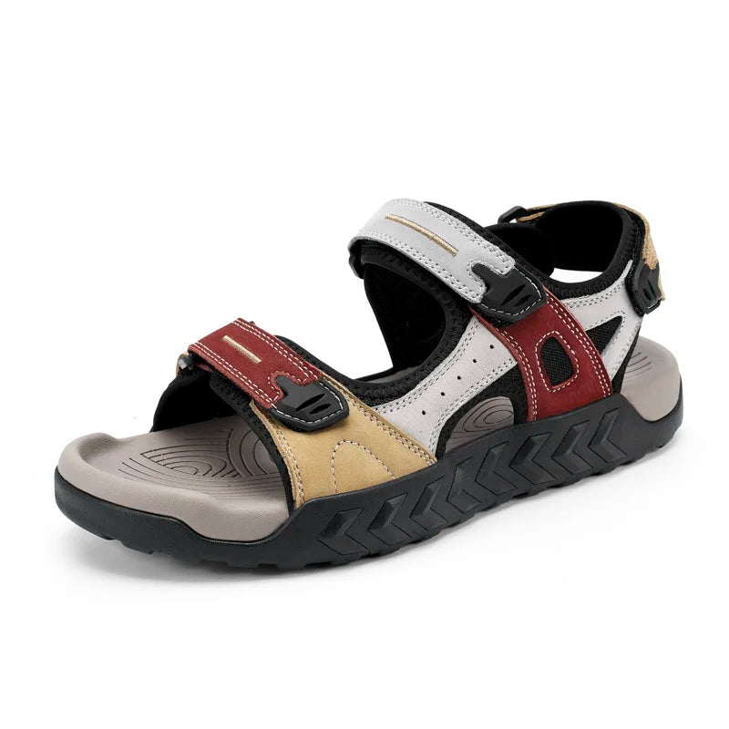 Men's Genuine Leather Outdoor Sandals Breathable Non Slip Sole