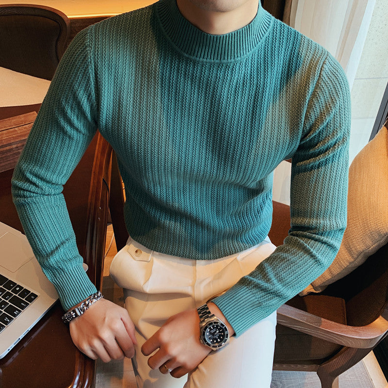 Men's Textured Collared Pullover Jumper