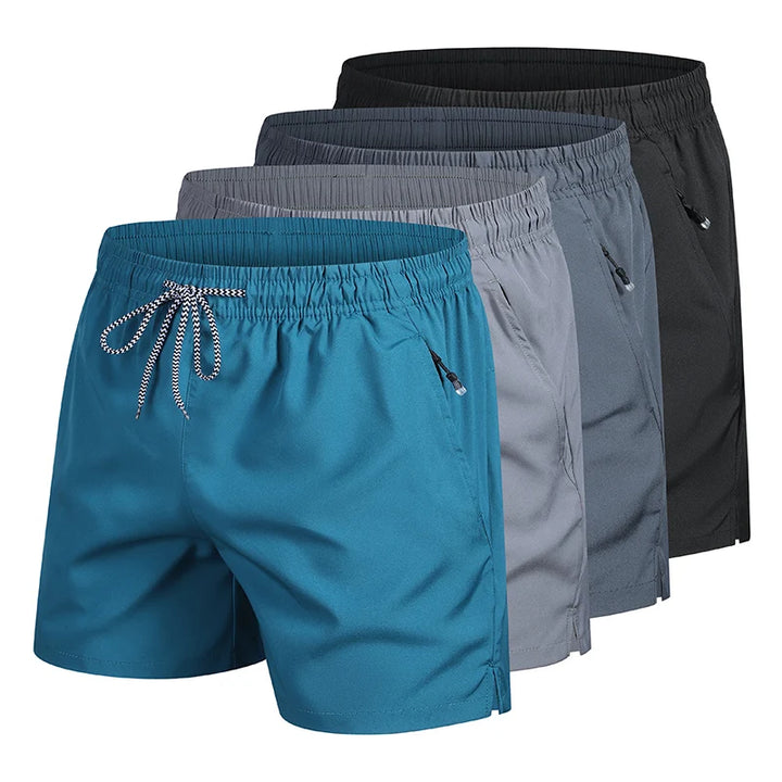 Men's Solid Color Elastic Waist Beach Shorts