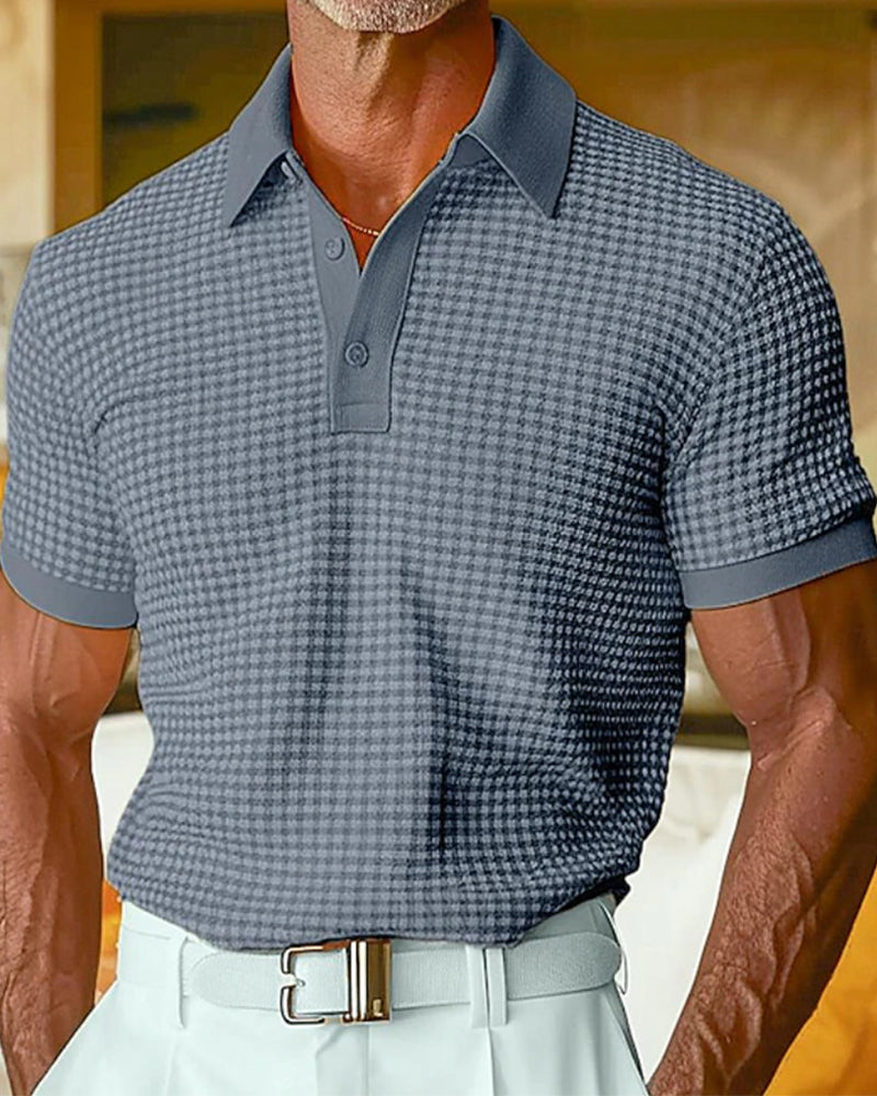 Men's Short Sleeve Button Polo Shirt Regular Fit